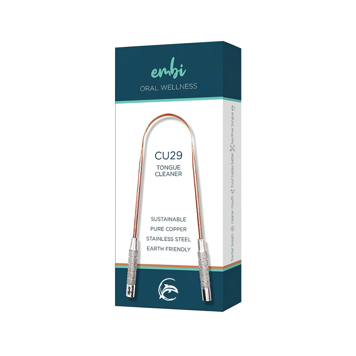 Embi CU29 tongue cleaner packaging on a white background