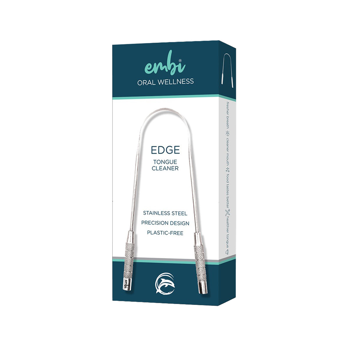 Embi Edge tongue cleaner packaging on a white background